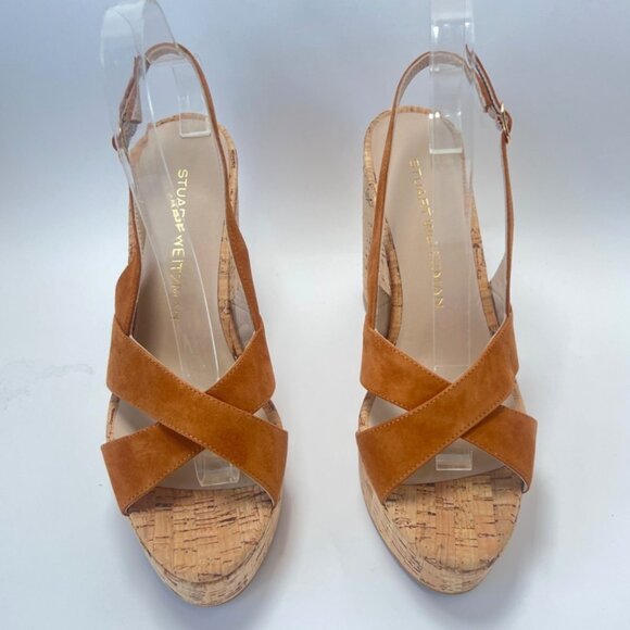 Stuart Weitzman Dayna Suede Sandals Slingback Wedge Hazel Shoes Size 38 US7.5B - Picture 2 of 13
